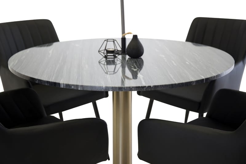 Estelle Matgruppe 106 cm Rektangulær med 4 Comfort stoler, Sort
