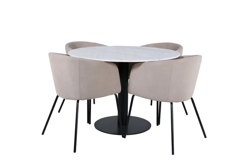 Estelle Matgruppe 106 cm Rund med 4 Berit stoler, Beige