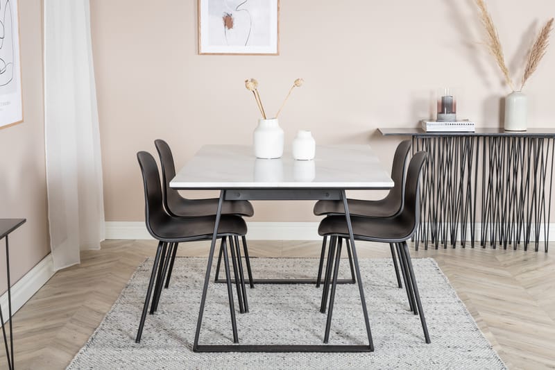 Estelle Matgruppe 140 cm Rektangulær med 4 Arctic stoler - Sort - Møbler - Bord - Spisegrupper