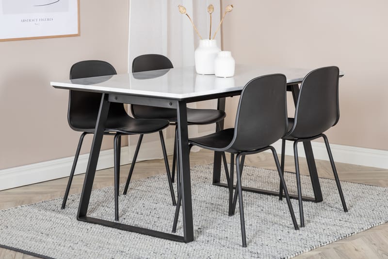 Estelle Matgruppe 140 cm Rektangulær med 4 Arctic stoler - Sort - Møbler - Bord - Spisegrupper