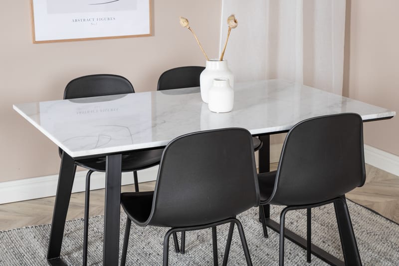 Estelle Matgruppe 140 cm Rektangulær med 4 Arctic stoler - Sort - Møbler - Bord - Spisegrupper