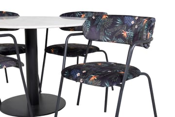 Estelle Spisebord 106 cm Rundt i Marmor med 4 Arrow Lenestoler - Møbler - Bord - Spisegrupper