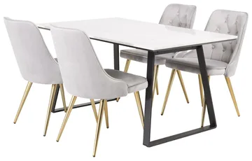 Estelle spisebord med 4 Velvet Deluxe fløyelsstoler - Møbler - Bord - Spisegrupper