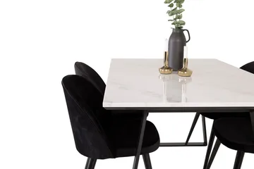 Estelle spisebord med 4 Velvet kjøkkenstoler i fløyel - Møbler - Bord - Spisegrupper