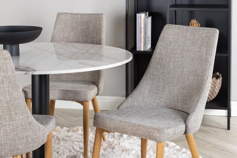 Estelle Spisegruppe 106 cm Rund med 4 Leone Stoler - Sort - Møbler - Bord - Spisegrupper