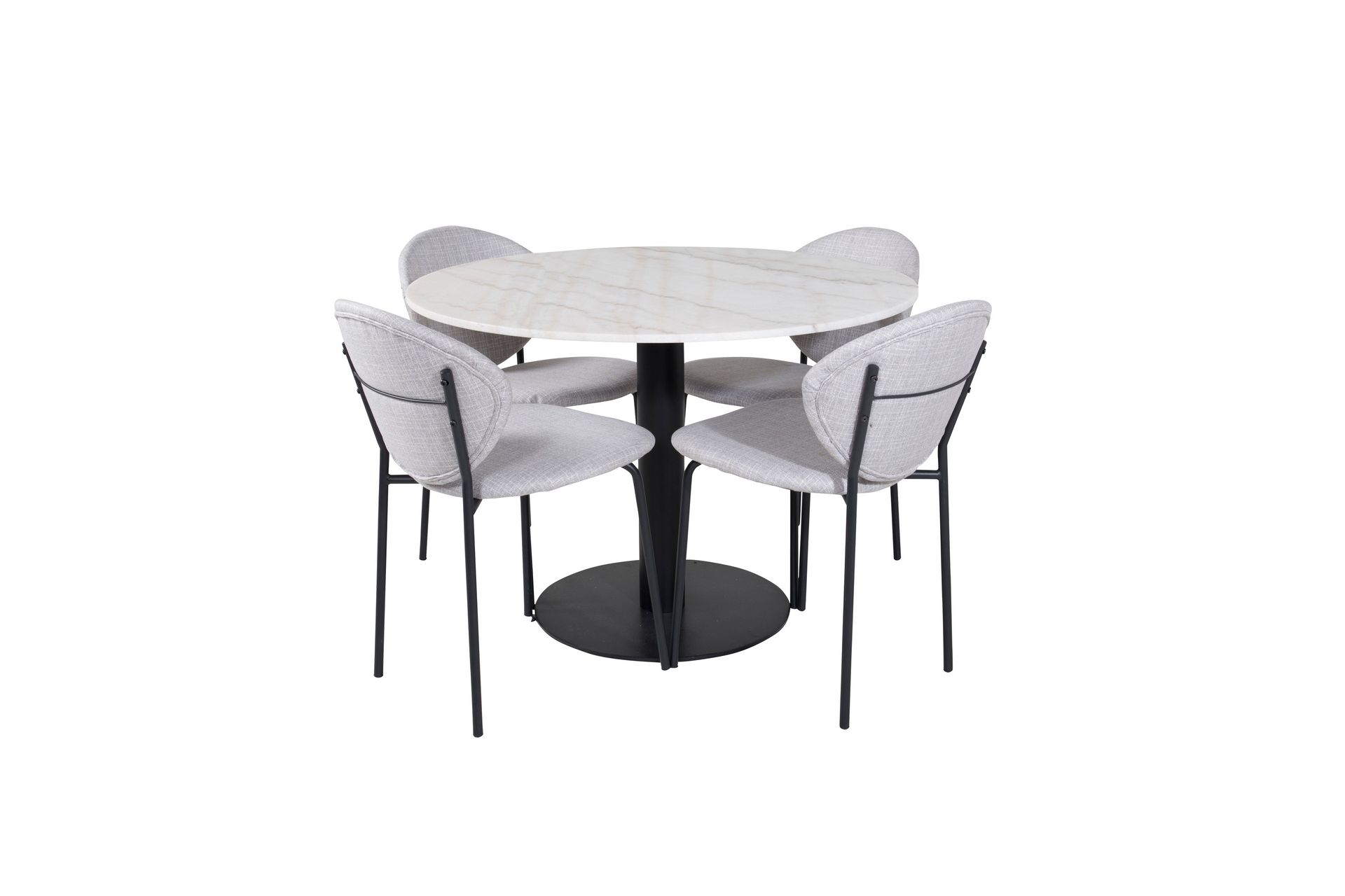 Estelle Spisegruppe 106 cm Rund med 4 Vault Stoler - Sort - Møbler - Bord - Spisegrupper