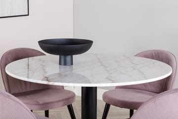 Estelle Spisegruppe 106 cm Rund med 4 Velvet Stoler - Sort - Møbler - Bord - Spisegrupper