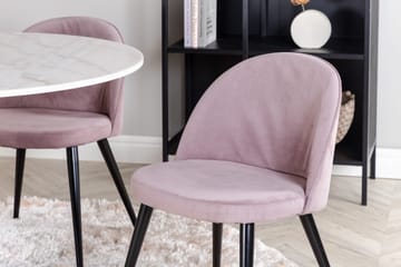 Estelle Spisegruppe 106 cm Rund med 4 Velvet Stoler - Sort - Møbler - Bord - Spisegrupper