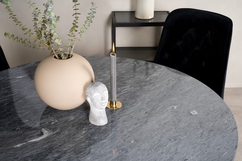 Estelle Spisegruppe 106 cm Rund med 4 Velvet Stoler - Sort/Guld - Møbler - Bord - Spisegrupper