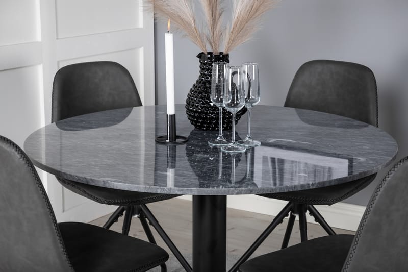 Estelle Spisegruppe 106 cm Rund med 4 Polar Stoler - Sort - Møbler - Bord - Spisegrupper