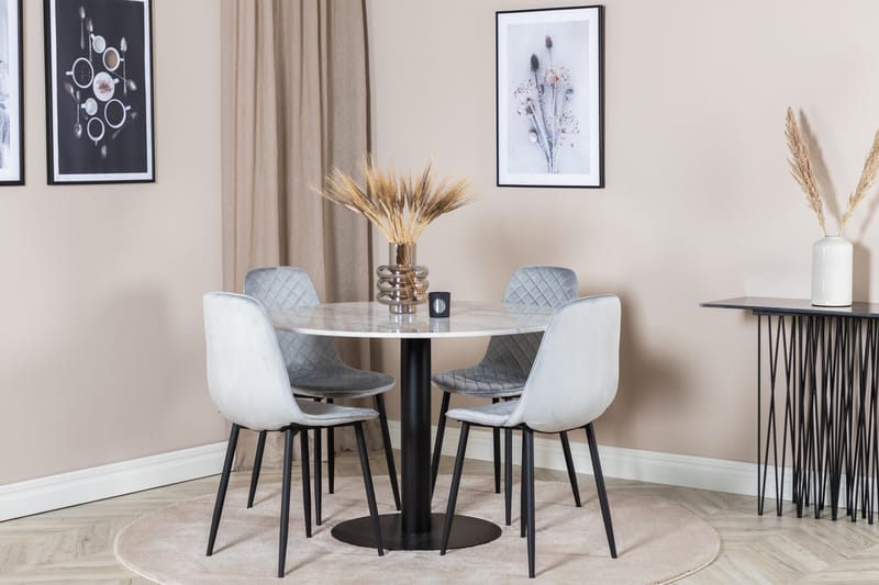 Estelle Spisegruppe 106 cm Rund med 4 Polar Stoler - Sort - Møbler - Bord - Spisegrupper