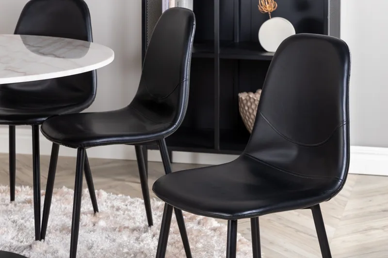 Estelle Spisegruppe 106 cm Rund med 6 Polar Stoler - Sort - Møbler - Bord - Spisegrupper
