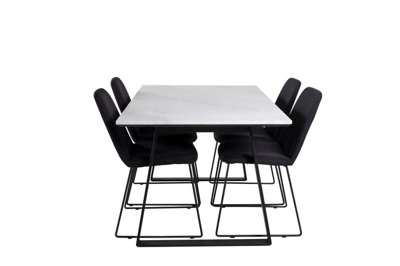 Estelle Spisegruppe 140 cm Rektangulær med 4 Muce Stoler, Sort
