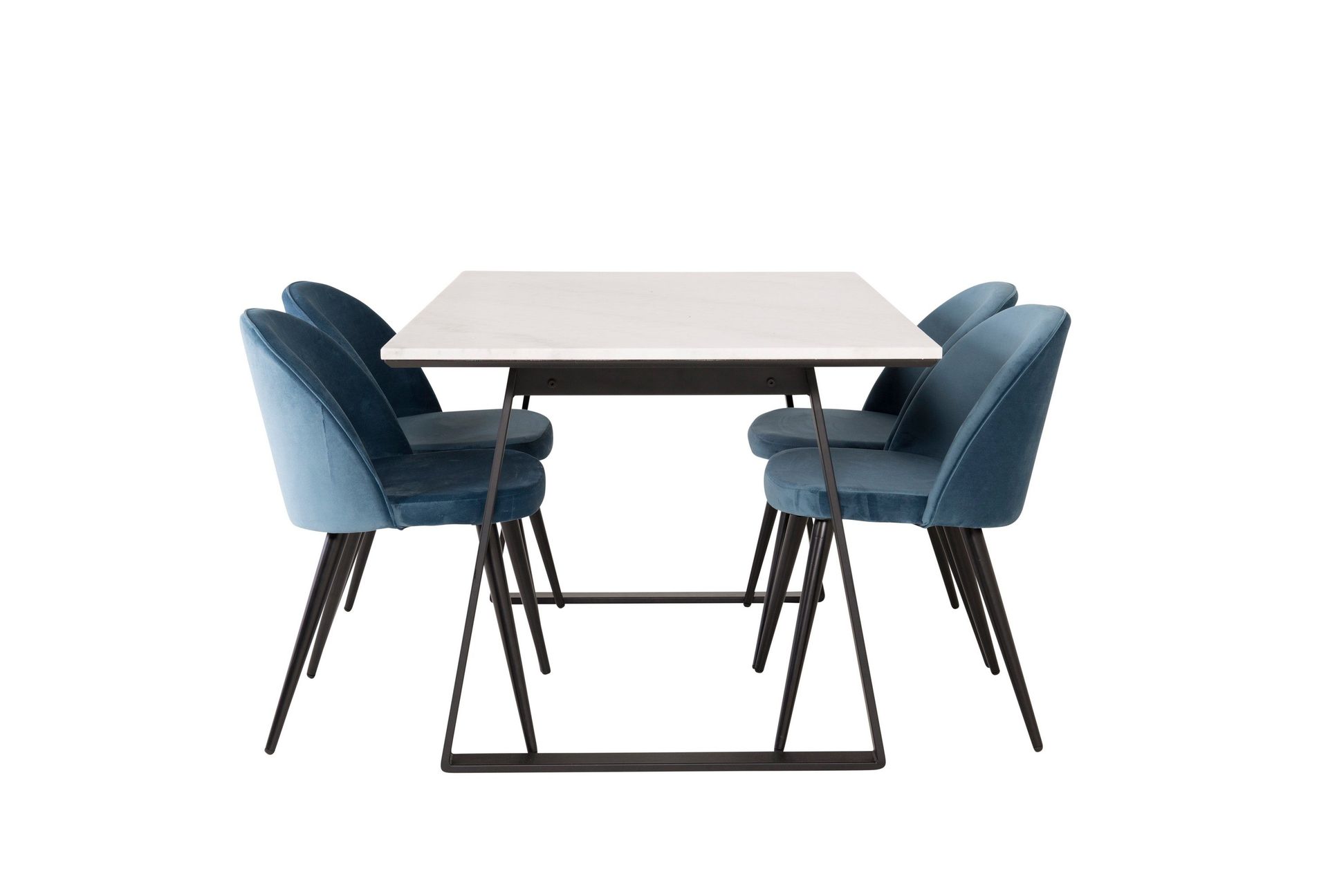 Estelle spisegruppe 140 cm rektangulær med 4 Velvet-stoler -