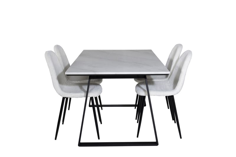 Estelle Spisegruppe 140 cm Rektangulær med 4 Polar Stoler - Sort - Møbler - Bord - Spisegrupper