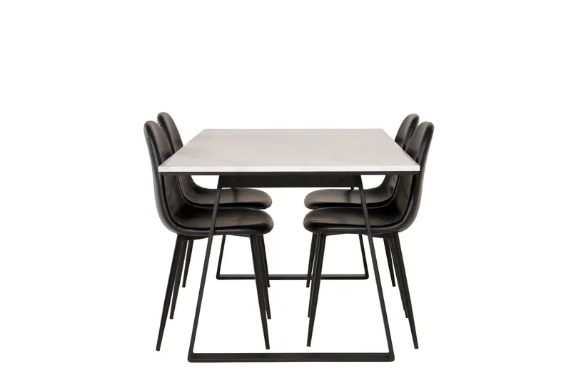 Estelle Spisegruppe 140 cm Rektangulær med 4 Polar Stoler - Sort - Møbler - Bord - Spisegrupper