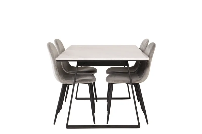 Estelle Spisegruppe 140 cm Rektangulær med 4 Polar Stoler, Sort