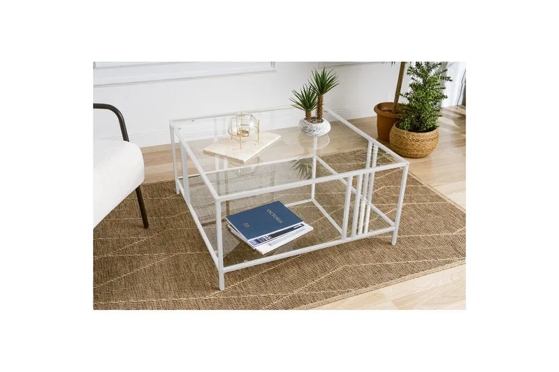 Ezer Stuebord 80 cm, Hvit/Gjennomsiktig