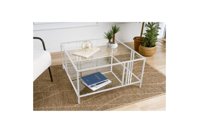 Ezer Stuebord 80 cm, Hvit/Gjennomsiktig