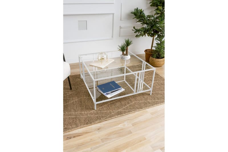 Ezer Stuebord 80 cm - Hvit/Gjennomsiktig - Møbler - Bord - Sofabord