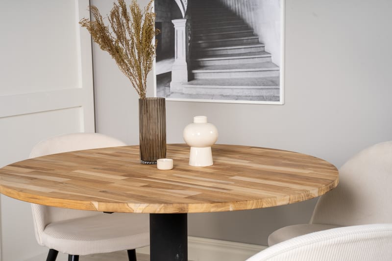 Ezra Matgruppe 100 cm Rund med 4 Sedavi Stoler - Beige - Møbler - Bord - Spisegrupper