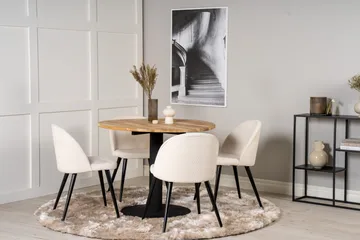 Ezra Matgruppe 100 cm Rund med 4 Sedavi Stoler - Beige - Møbler - Bord - Spisegrupper