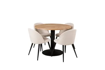 Ezra Matgruppe 100 cm Rund med 4 Sedavi Stoler - Beige - Møbler - Bord - Spisegrupper