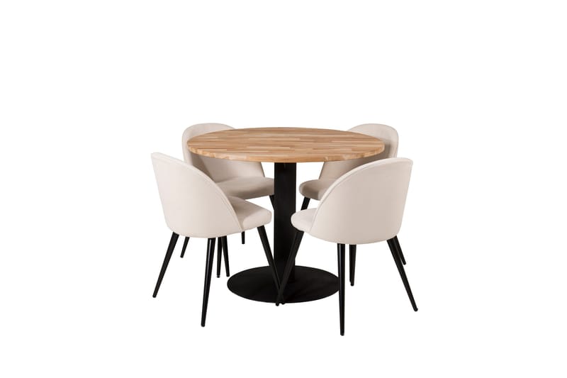 Ezra Matgruppe 100 cm Rund med 4 Sedavi Stoler, Beige