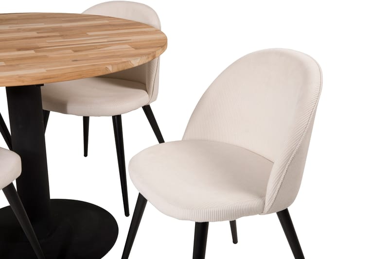Ezra Matgruppe 100 cm Rund med 4 Sedavi Stoler - Beige - Møbler - Bord - Spisegrupper