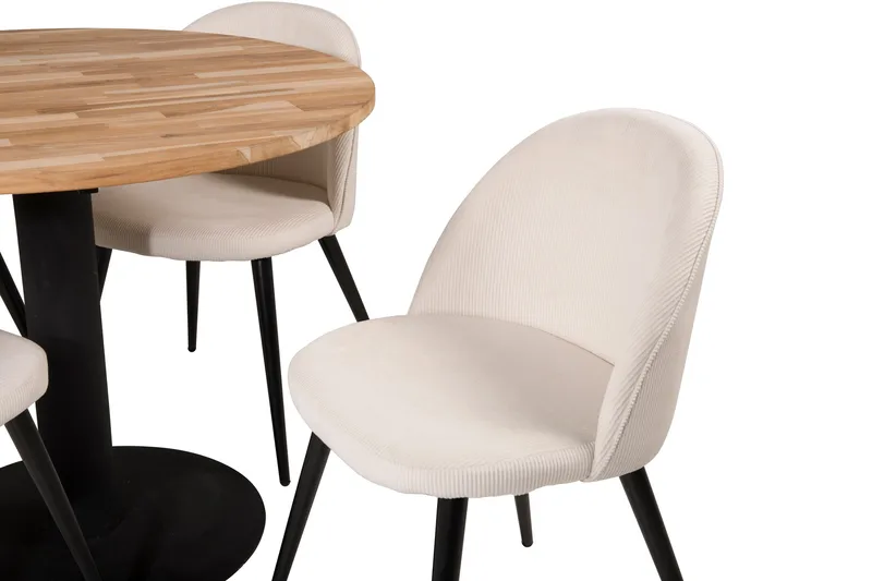 Ezra Matgruppe 100 cm Rund med 4 Sedavi Stoler - Beige - Møbler - Bord - Spisegrupper