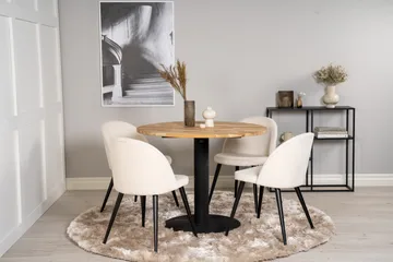 Ezra Matgruppe 100 cm Rund med 4 Sedavi Stoler - Beige - Møbler - Bord - Spisegrupper