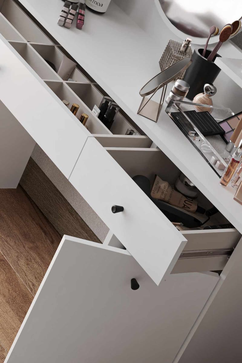 Fabrony sminkebord med speil 124 cm - Hvit - Møbler - Bord - Sminkebord & toalettbord - Sminkebord med speil