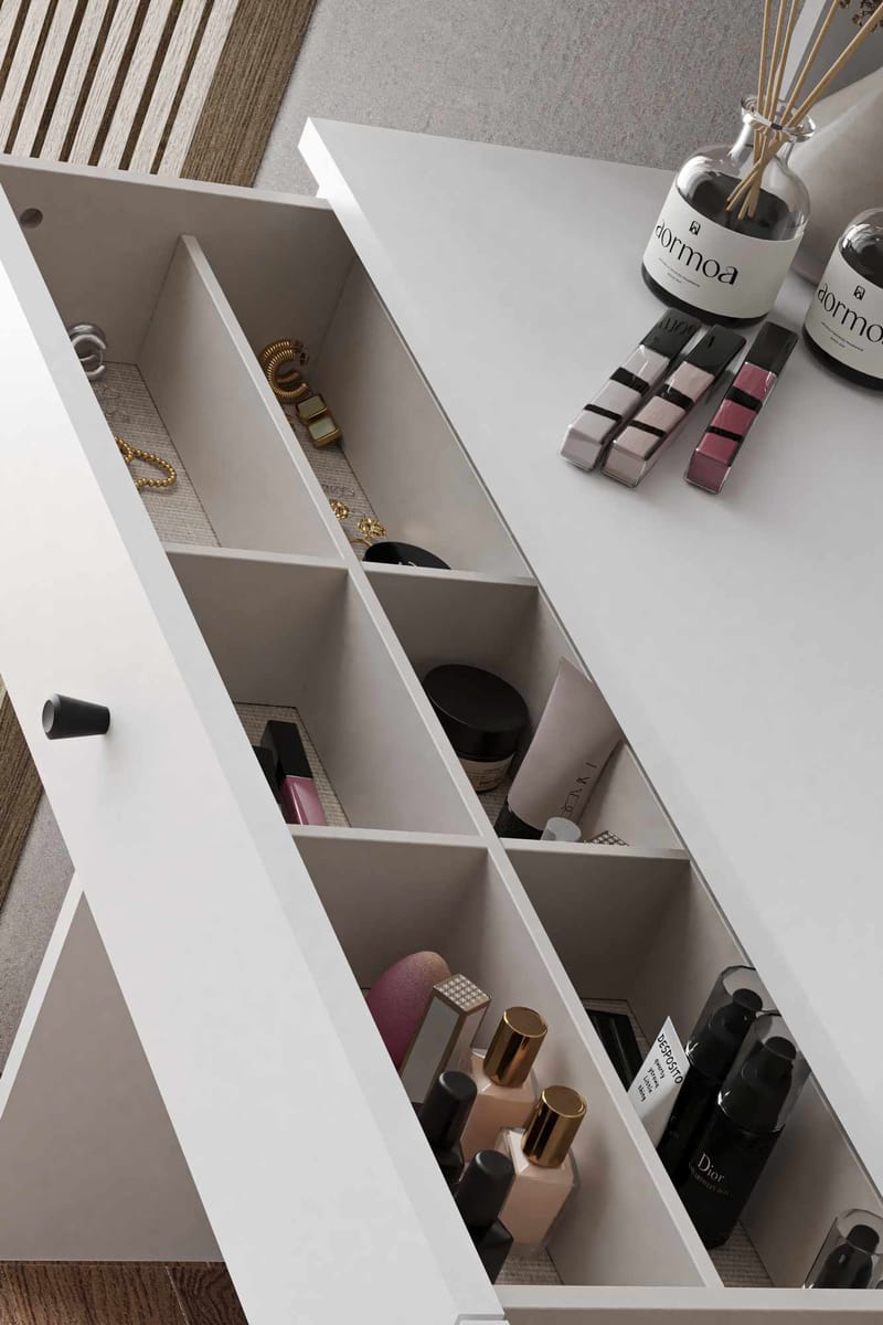 Fabrony sminkebord med speil 124 cm - Hvit - Møbler - Bord - Sminkebord & toalettbord - Sminkebord med speil