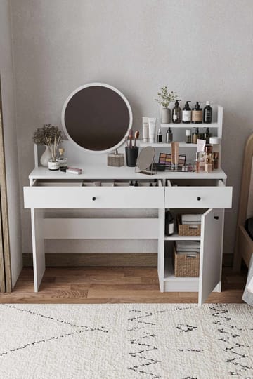 Fabrony sminkebord med speil 124 cm - Hvit - Møbler - Bord - Sminkebord & toalettbord