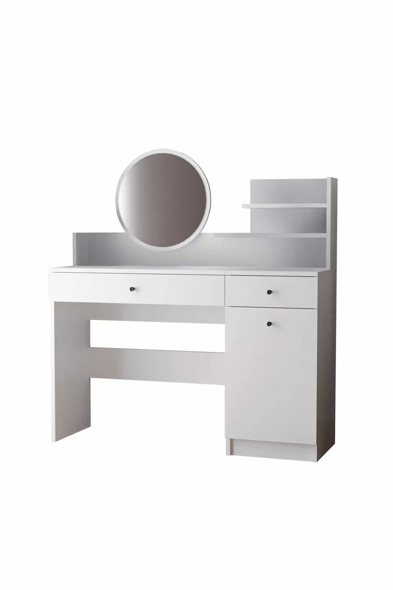 Fabrony sminkebord med speil 124 cm, Hvit