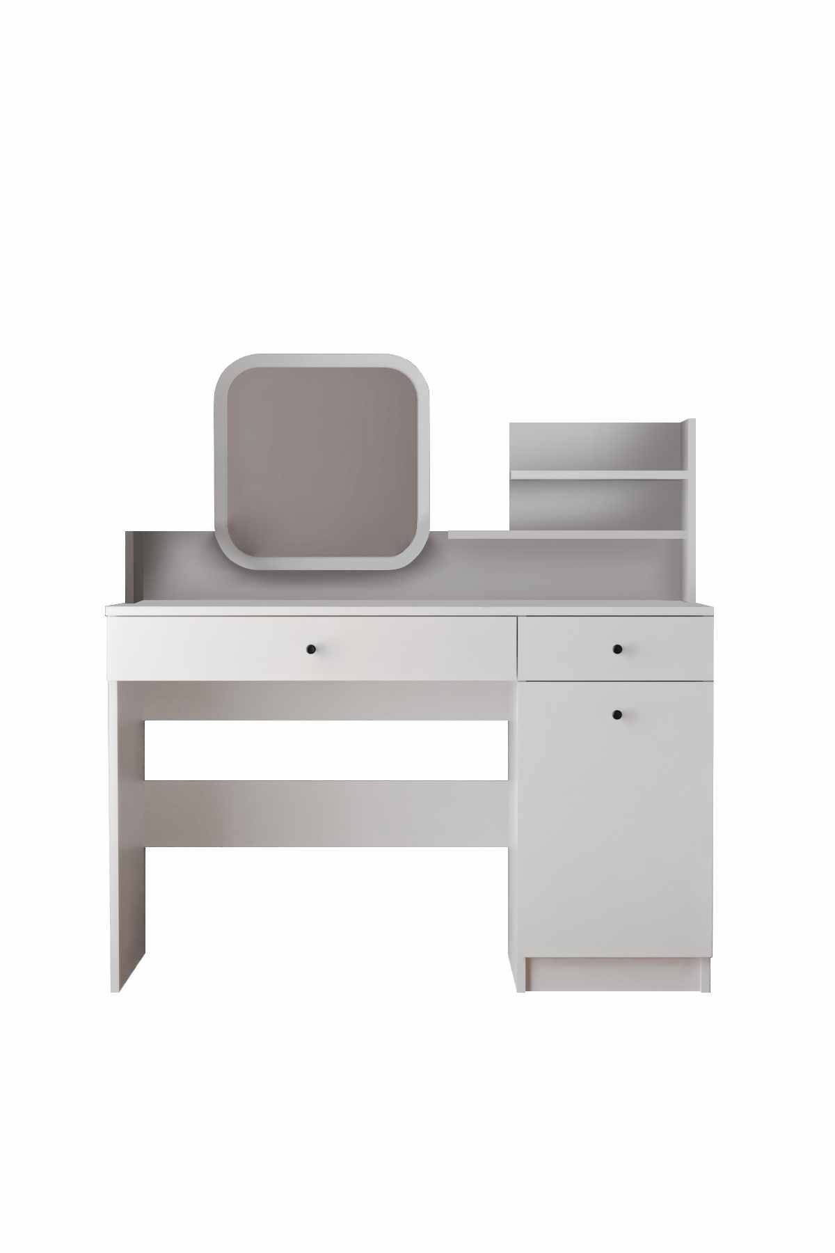 Fabrony sminkebord med speil 124 cm - Hvit
