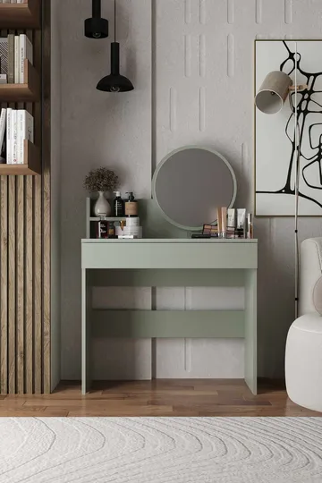 Fabrony sminkebord med speil 90 cm - Askgrønn - Møbler - Bord - Sminkebord & toalettbord