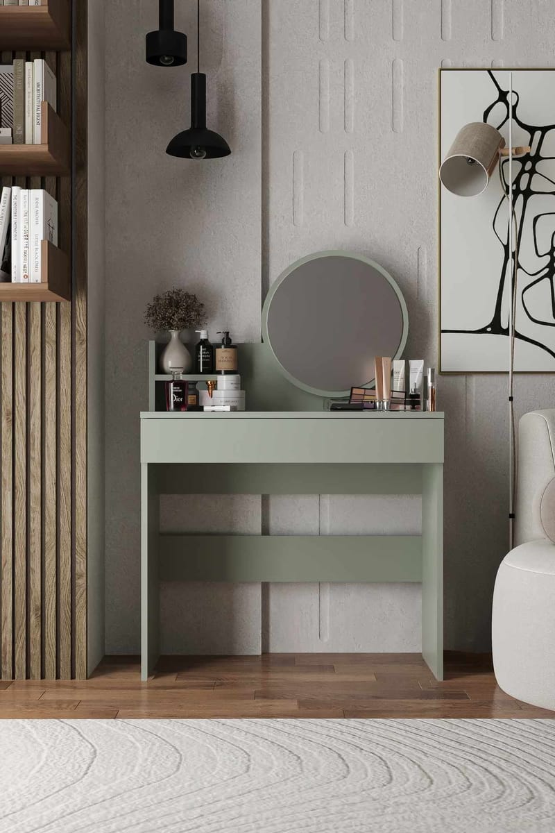 Fabrony sminkebord med speil 90 cm - Askgrønn - Møbler - Bord - Sminkebord & toalettbord