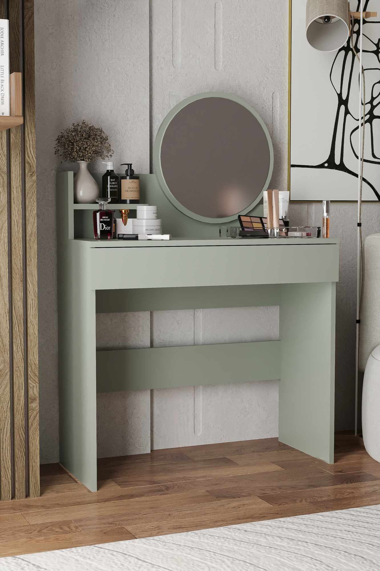 Fabrony sminkebord med speil 90 cm - Askgrønn