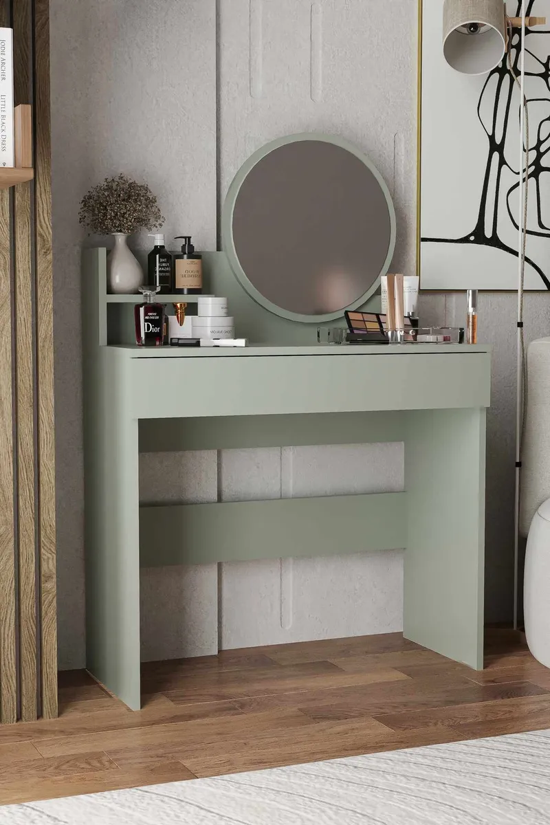 Fabrony sminkebord med speil 90 cm, Askgrønn