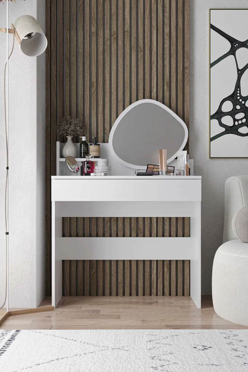 Fabrony sminkebord med speil 90 cm - Hvit - Møbler - Bord - Sminkebord & toalettbord