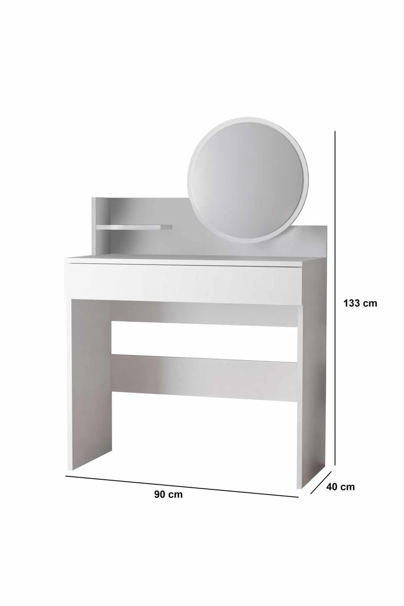 Fabrony sminkebord med speil 90 cm - Hvit - Møbler - Bord - Sminkebord & toalettbord