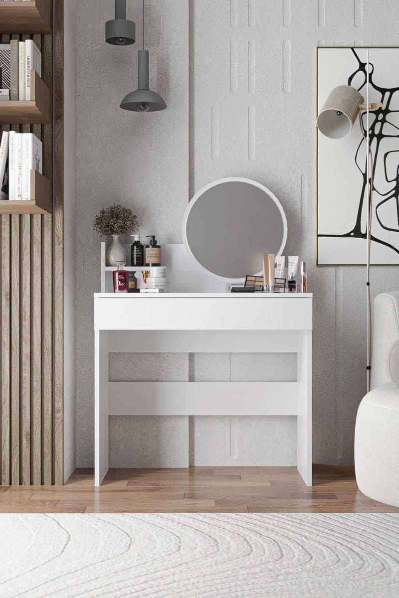 Fabrony sminkebord med speil 90 cm - Hvit - Møbler - Bord - Sminkebord & toalettbord