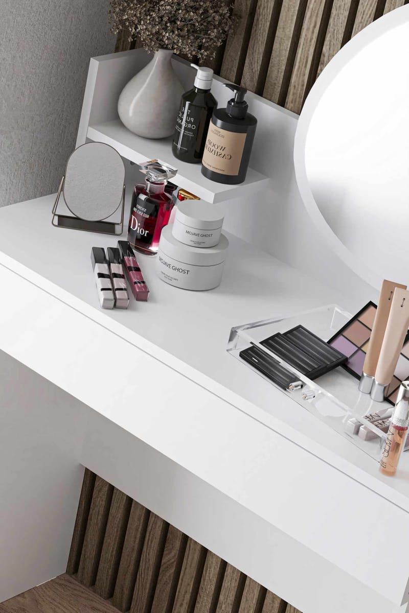 Fabrony sminkebord med speil 90 cm - Hvit - Møbler - Bord - Sminkebord & toalettbord