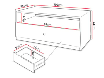 Fayric 100 cm Rektangulært Sofabord med Skuffer i Tre - Beige - Møbler - Bord - Sofabord