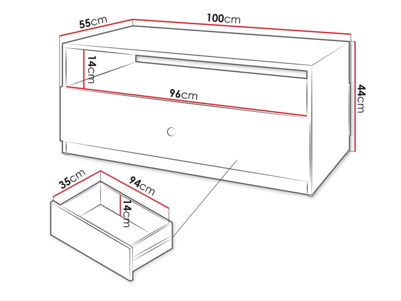 Fayric 100 cm Rektangulært Sofabord med Skuffer i Tre - Beige - Møbler - Bord - Sofabord