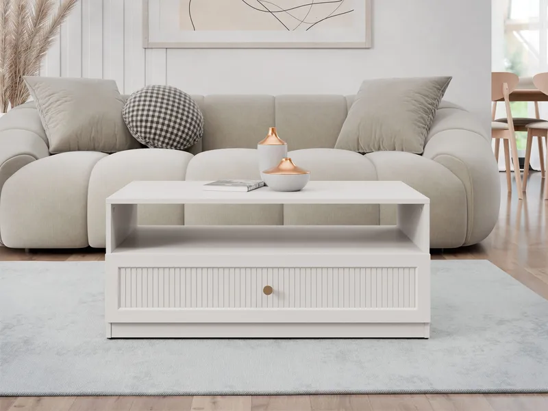 Fayric 100 cm Rektangulært Sofabord med Skuffer i Tre - Beige - Møbler - Bord - Sofabord