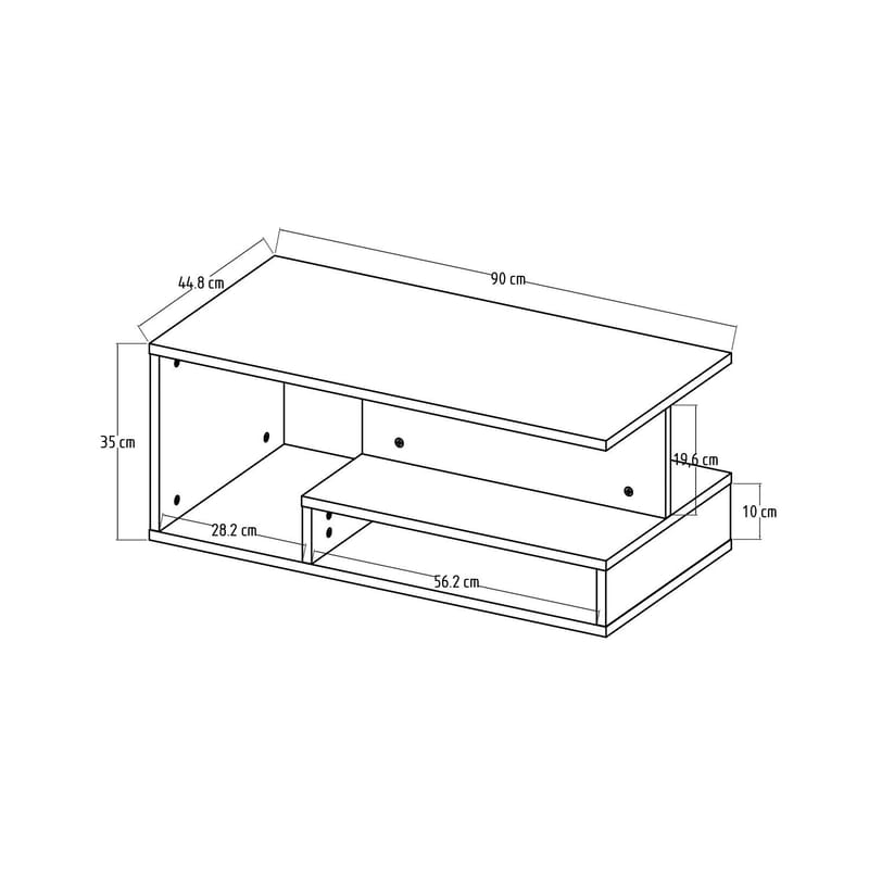Fenlo Sofabord 90x35x44,8 cm - Hvit sapphire eik - Møbler - Bord - Sofabord