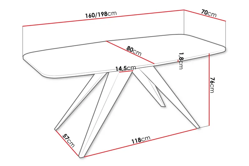 Ferro Spisebord 198 cm - Svart/Beige - Møbler - Bord - Spisebord & kjøkkenbord