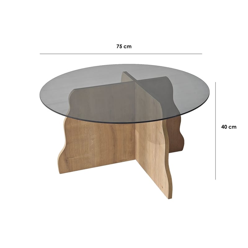 Fikret sofabord 75 cm rundt glass - Safir Eik og Røkt - Møbler - Bord - Sofabord